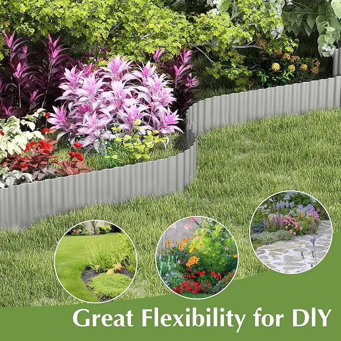 Metal Garden Edging Border, Corrugated Steel Landscaping, DIY for Lawn (Silver, 10 Inch x 20FT) by GreenHaven Gardens