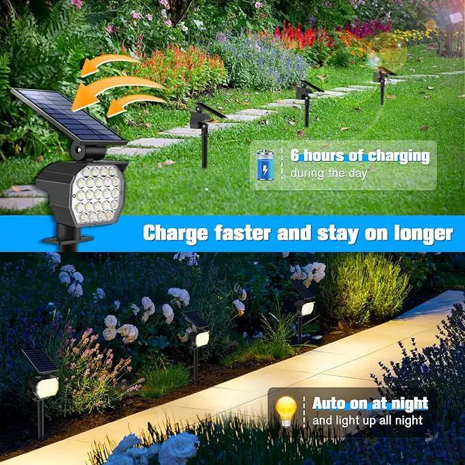 NIORSUN Solar Spot Lights Outdoor,23 LEDs Landscape Lighting with Auto On/Off and 3 Lighting Modes, IP67 Waterproof Spotlights,Outdoor Solar Lights for Yard Garden,6 Pack(Warm White) by GreenHaven Gardens