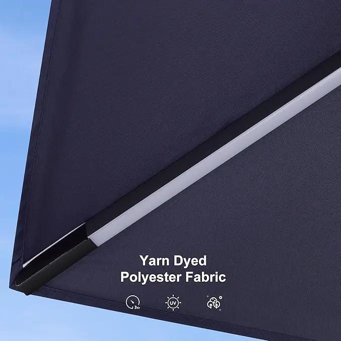 PURPLE LEAF 10 Feet Patio Umbrella with Base Outdoor Cantilever Solar Powered LED Square Umbrella Aluminum Offset Umbrella with 360-degree Rotation for Garden Deck Pool Patio Navy by GreenHaven Gardens