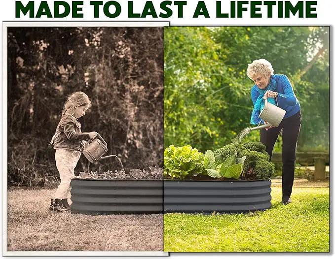 Galvanized Raised Garden Beds Outdoor // 4×2×1 ft (2-Pack) Planter Raised Beds for Gardening, Vegetables, Flowers // Large Metal Garden Box (Gray) // Patented Tool-Free Design by GreenHaven Gardens