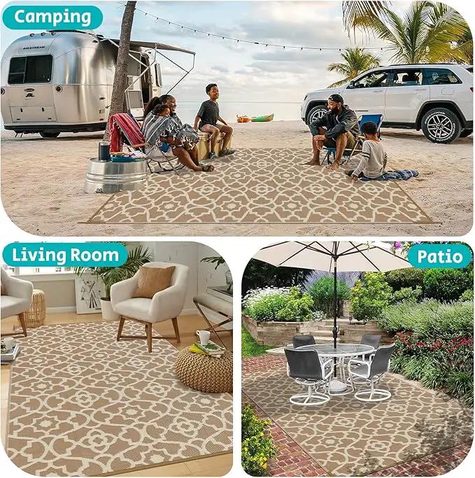 HEBE Outdoor Rug Waterproof 6x9, Plastic Straw Rug Camping Rug, Reversible Outdoor Patio Rugs RV Mat Clearance, Indoor Outside Floor Carpet for Porch,Deck,Camper,Balcony,Backyard by GreenHaven Gardens