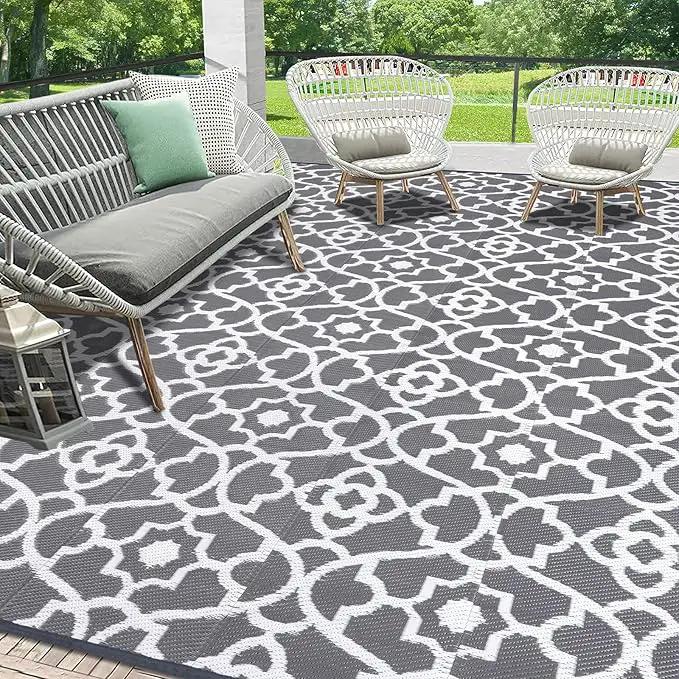 HEBE Outdoor Rug Waterproof 9x18, Plastic Straw Rug Camping Rug, Reversible Outdoor Patio Rugs RV Mat Clearance, Indoor Outside Floor Carpet for Porch,Deck,Camper,Balcony,Backyard by GreenHaven Gardens