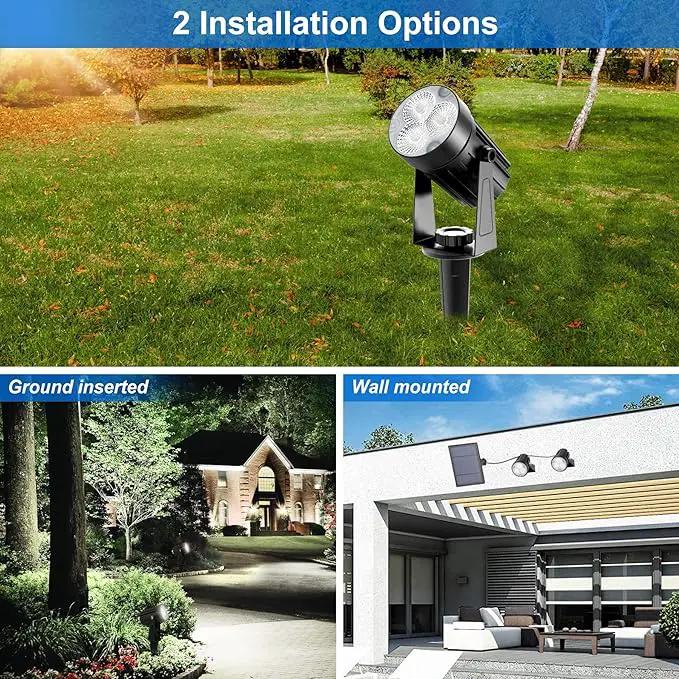Solar Spot Lights Outdoor, Solar Landscape Spotlights IP65 Waterproof 9.8ft Cable, Auto On/Off Outdoor Wall Lights for Garden Yard Driveway Porch Walkway Pool (1-in-1 6000K Cold White 4 Pack) by GreenHaven Gardens