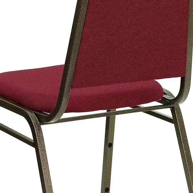 EMMA + OLIVER Trapezoidal Back Fabric Upholstered Stackable Banquet Chair, Multipurpose Stacking Chair with Padded Seat and Back, Burgundy/Gold by GreenHaven Gardens