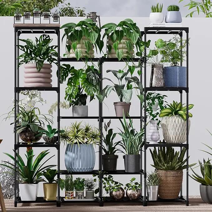Metal Plant Stand Indoor Outdoor Plant Shelf Stand, 4 Tiers 16 Pots Potted Flower Plant Stands for Indoor Plants Multiple, Plant Shelves Stands Rack for Patio, Balcony, Living Room by GreenHaven Gardens