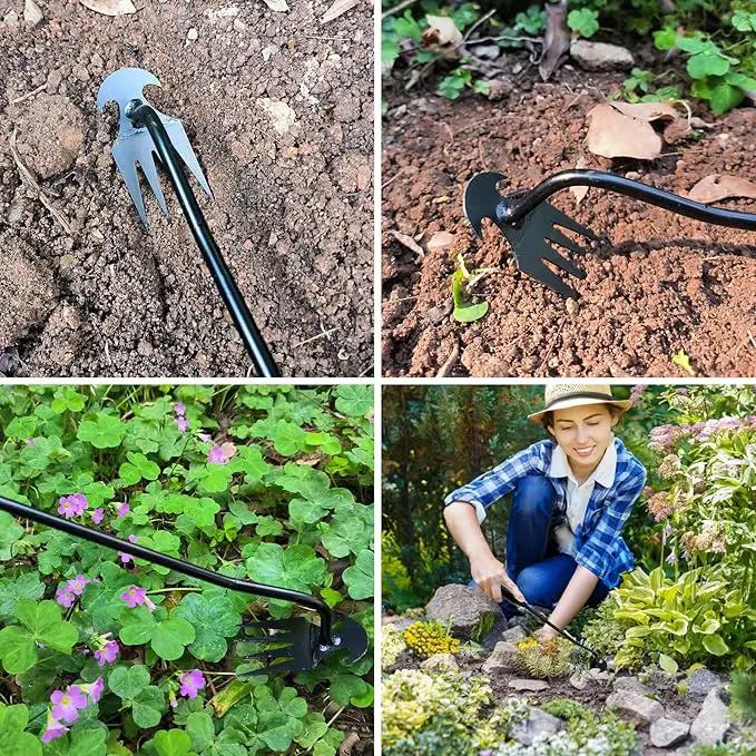 Weeding Artifact Uprooting Garden Weeding Tool, Upgraded Weed Removal Tool, Stainless Steel/Manganese Steel Weed Puller Manual Weeders for Home Gardening Yard Farmland (12in Black Metal Handle) by GreenHaven Gardens