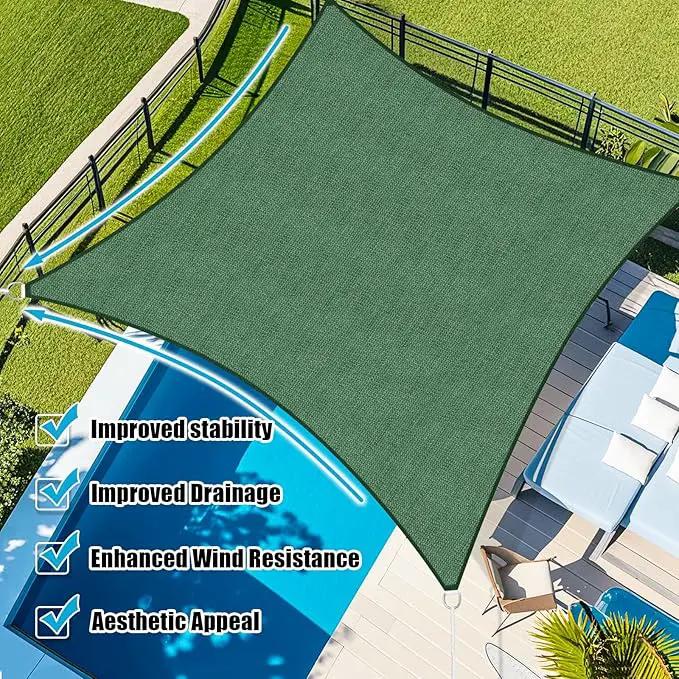Amagenix Sun Shade Sail 16'X24' Curved Edge Outdoor Shade Canopy Dark Green Breathable 95% UV Block Shade Cloth for Patio Garden Backyard (We Make Custom Size) by GreenHaven Gardens