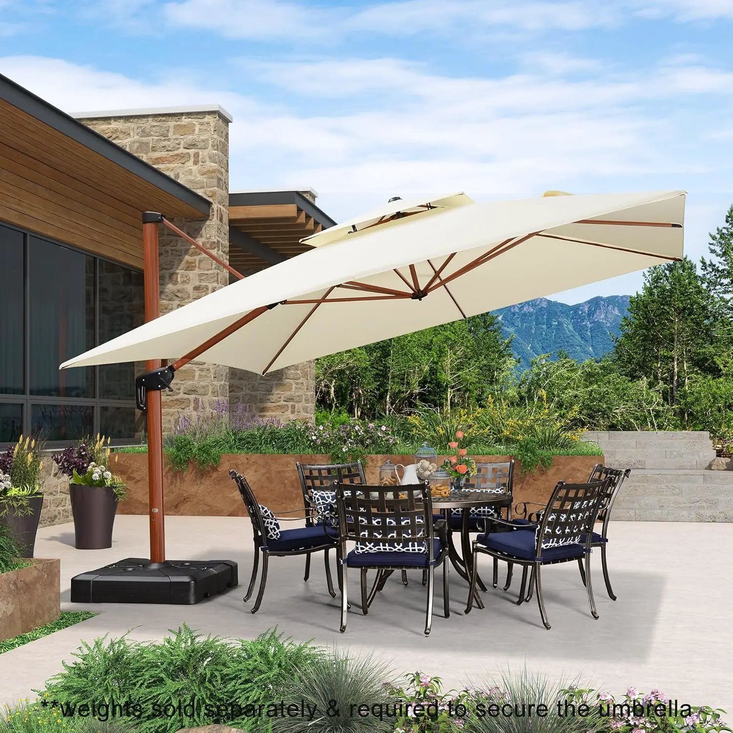 PURPLE LEAF 12ft Patio Umbrella Outdoor Square Umbrellas Large Cantilever Umbrella Windproof Offset Heavy Duty Sun Umbrellas for Garden Deck Pool Patio, Cream by GreenHaven Gardens