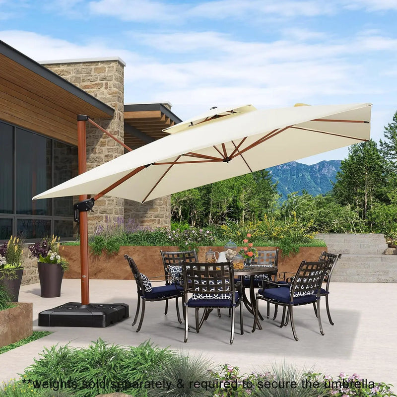 PURPLE LEAF 12ft Patio Umbrella Outdoor Square Umbrellas Large Cantilever Umbrella Windproof Offset Heavy Duty Sun Umbrellas for Garden Deck Pool Patio, Cream by GreenHaven Gardens