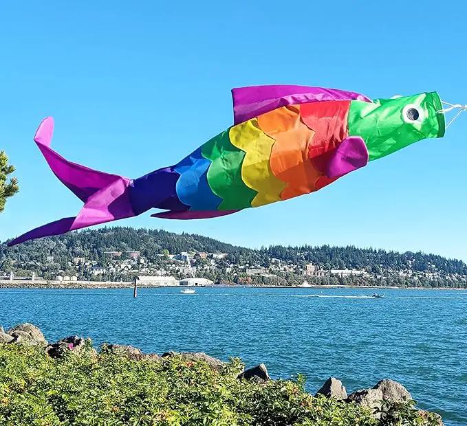 Madrona Brands Rainbow Fish Windsock | Durable Outdoor Hanging Decoration | Yard, Garden, Boat, Home and More | 40-Inch by GreenHaven Gardens