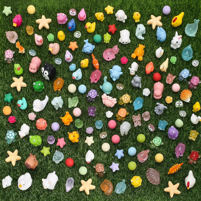 150 Pcs Mini Resin Animals, Miniature Animals to Hide Luminous Tiny Figurines Bulk Glow in The Dark Bulk for Fairy Garden Aquarium by GreenHaven Gardens