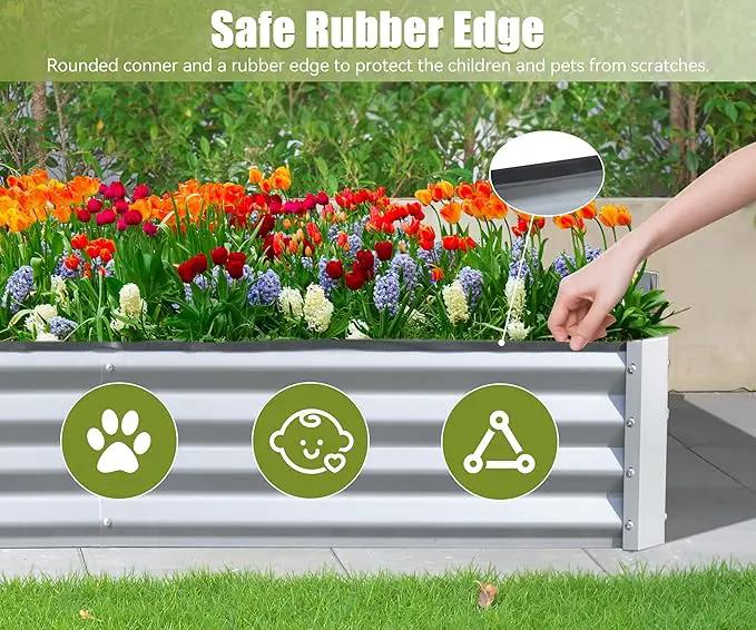 Domi Galvanized Raised Garden Bed, Outdoor Planter Garden Boxes Large Metal Planter Box for Gardening Vegetables Fruits Flowers, Silvery (8x4x1ft) by GreenHaven Gardens