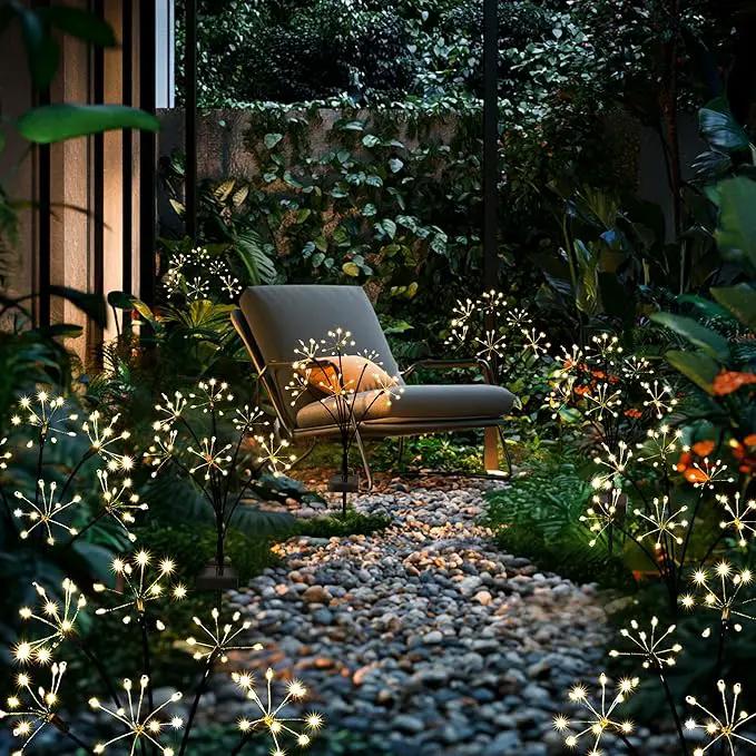 Solar Garden Decor Lights Outdoor, Solar Powered Lights Waterproof for Yard Patio Porch Flowerbed, Fairy Gardening Supplies Gifts Firwork (2 Pack) by GreenHaven Gardens