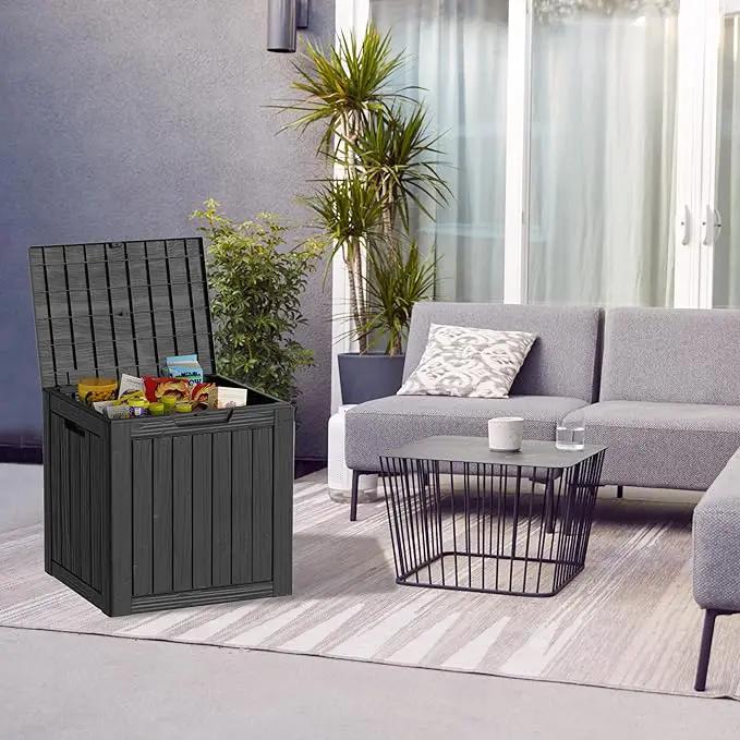 30 Gallon Waterproof Outdoor Storage Box - All-Weather Deck Box for Patio & Pool, Lockable Resin Patio Deck Box with UV Protection, Matte Black by GreenHaven Gardens