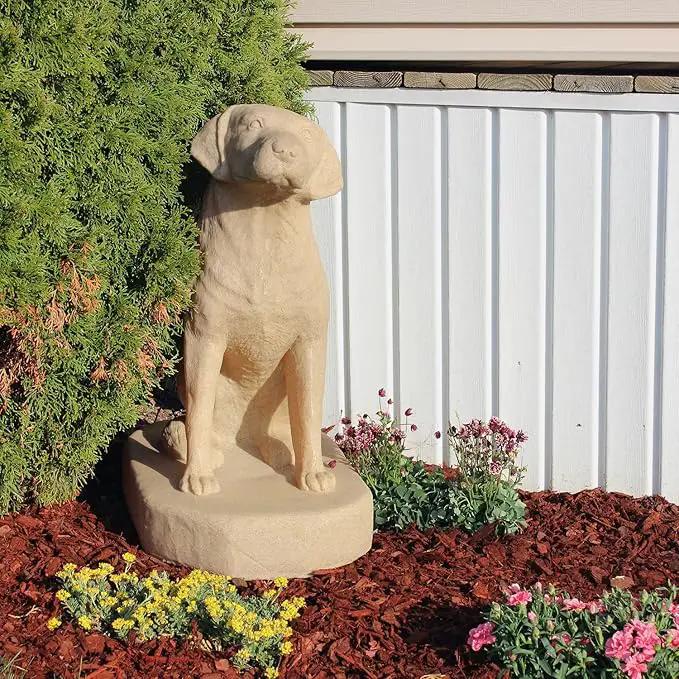 EMSCO Group Sitting Labrador Statue – Natural Sandstone Appearance – Made of Resin – Lightweight – 31” Height by GreenHaven Gardens