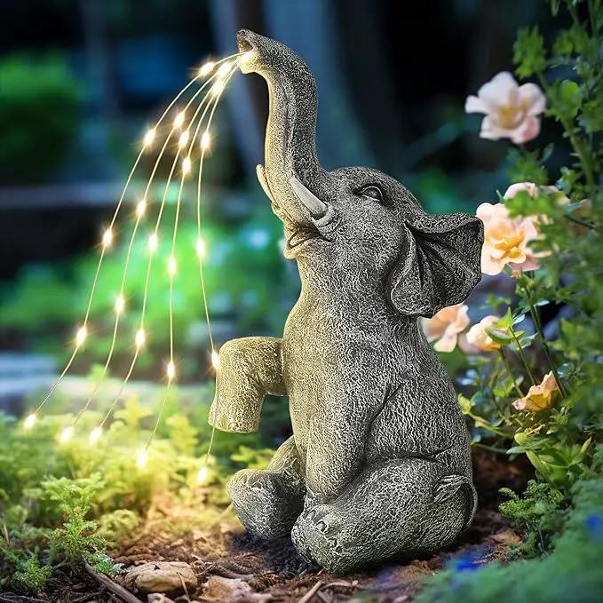GIGALUMI Solar Garden Decor Watering Elephant Statues Outdoor, Birthday Gifts for Women Mom Grandma Senior Elder, Elephant Ornament for Balcony, Garden, Patio, Yard, Lawn (Constant Lights Only) by GreenHaven Gardens