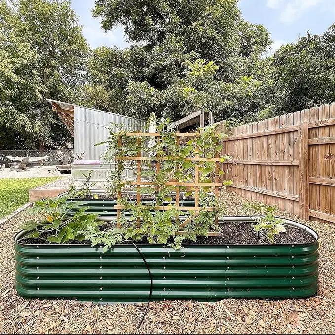 Vego garden Raised Garden Bed Kit, 17" Tall 10 in 1 Modular Raised Garden Beds Kit, Metal Planter Box for Vegetables, Flowers, Herbs, British Green by GreenHaven Gardens