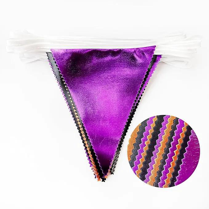 Black Orange Purple Halloween Party Decorations Metallic Fabric Triangle Pennant Banner Flag Bunting Garland for Birthday Baby Shower Bachelorette Trick or Treat Halloween Holiday Party Supplies by GreenHaven Gardens