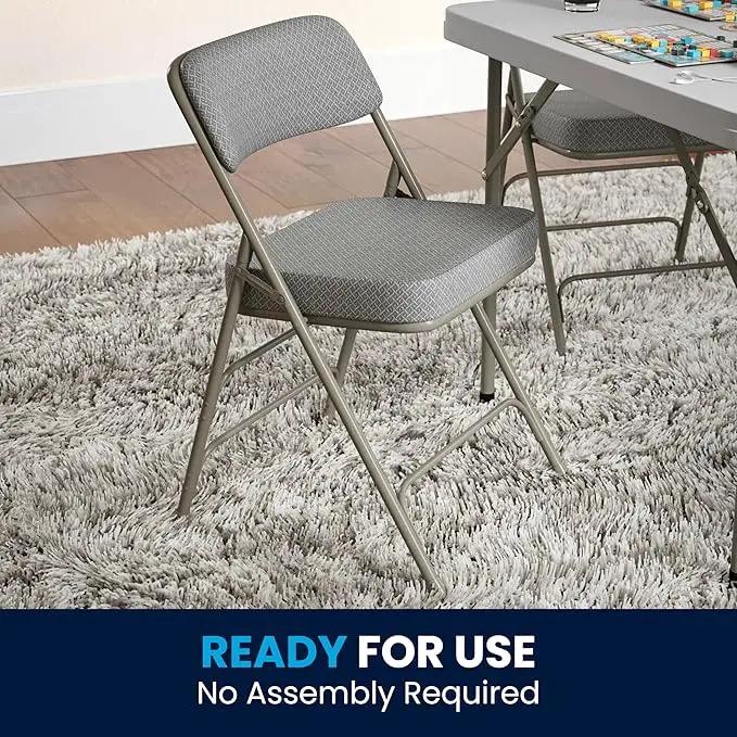 Flash Furniture Hercules Series Metal Folding Chairs with Cushioned Seats, Fabric Upholstered Event Chairs, Set of 2, Gray by GreenHaven Gardens