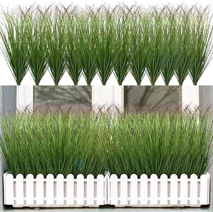 36Pcs Artificial Grass Plants, Faux Shrubs Wheat Grass, Fake Tall Grass Plants for Outdoor Decor, Greenery Stems Weed for Room Indoor Home Decor（Green Red Tail by GreenHaven Gardens
