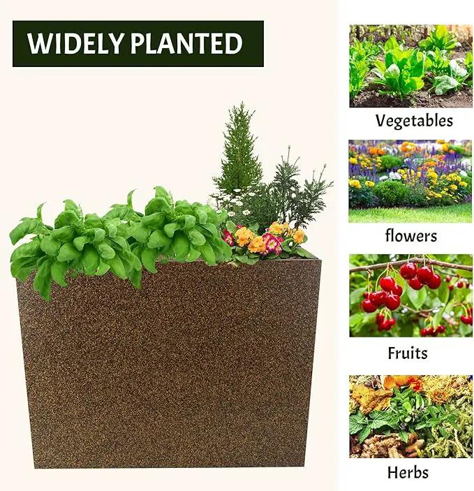 Metal Planter Box Rectangular Planter, 35.5" Lx 10" Wx 28" H Terrazzo Brown Large Planters with Drainage Holes, Galvanized Steel Tall Planters for Patio/Porch by GreenHaven Gardens