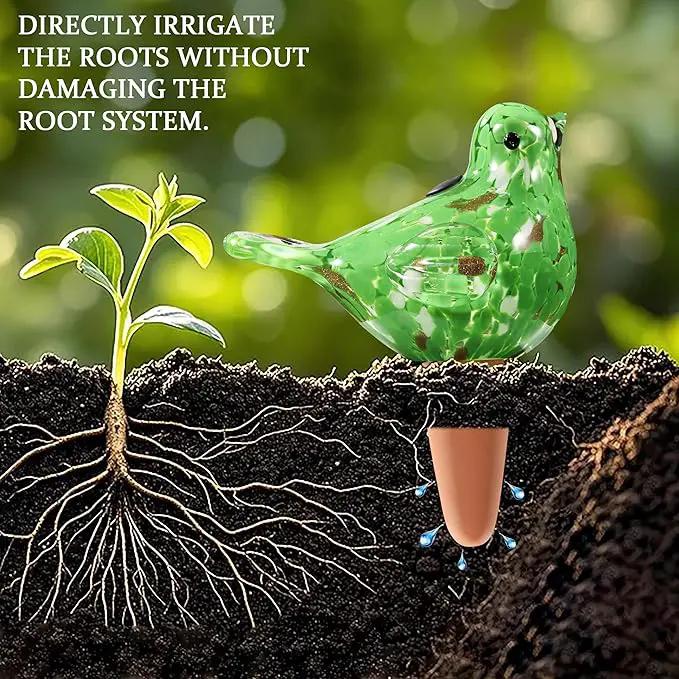 Glass Bird Shaped Plant Watering Ball Glass Automatic Watering Ball Flower Pot Insertion Spike Drip Irrigation Device Watering Ball Irrigation System Plant Enthusiast Gift (Green) by GreenHaven Gardens