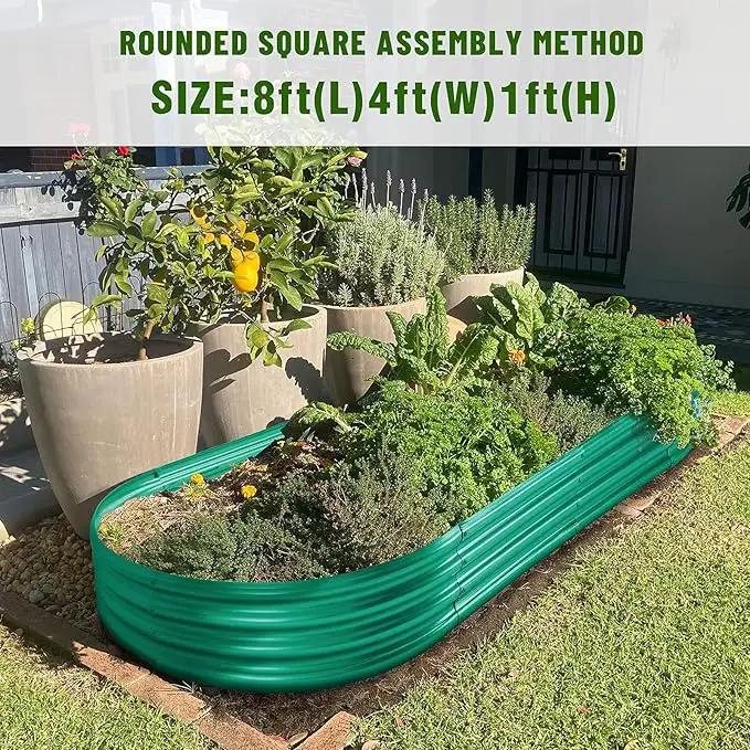 Land Guard 8×4×1 ft Green Raised Garden Bed, Vego Garden Raised Bed, Above Ground Flower Bed for Vegetables, Flowers, Herbs（Green）… by GreenHaven Gardens