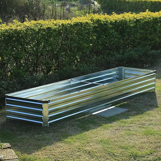 8x2x1ft(2 Pack) Galvanized Raised Garden Bed,Outdoor Planter Box Metal Patio Kit Planting Bed for Vegetables Flowers Herb,Silver by GreenHaven Gardens