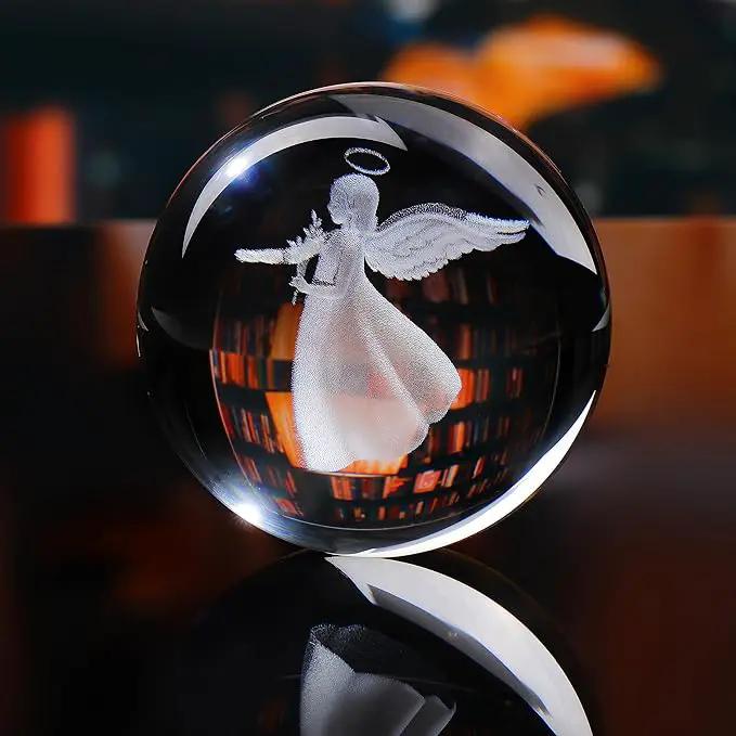 Qianwei 3D Crystal Guardian Angel Figurines - Angel Statue Stuff, Paperweight, Sympathy & Birthday Gifts for Christian & Best Friend Keepsake by GreenHaven Gardens