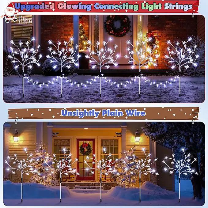 Enhon 5 Pack Snowflake Christmas Pathway Lights, 180 LED Garden Stake Lights with 8 Light Modes and Timer Function, Waterproof Xmas Decoration Tree Light for Outdoor Yard Lawn Patio Decor (Cool White) by GreenHaven Gardens