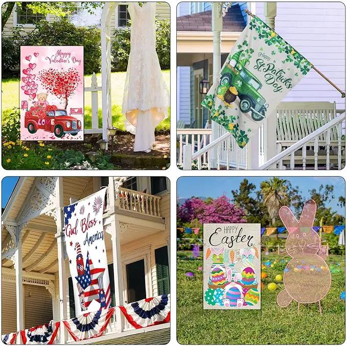 Moukeren 8 Pack 28 x 40 Inch Large Seasonal Garden Flags Decorative Holiday Flags Double Sided Polyester Festive for Outside Lawn Yard Outdoor Easter Independence Day Patriotic Decorations(Classic) by GreenHaven Gardens