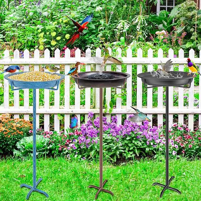 Metal Bird Bath for Outside Garden Birdbath Bowl, 36.2" Height Freestanding Bird Feeders for Outdoors with 4 Prongs Base Stake, Standing Birdfeeders for Yard Lawn Decor (Retro Copper) by GreenHaven Gardens