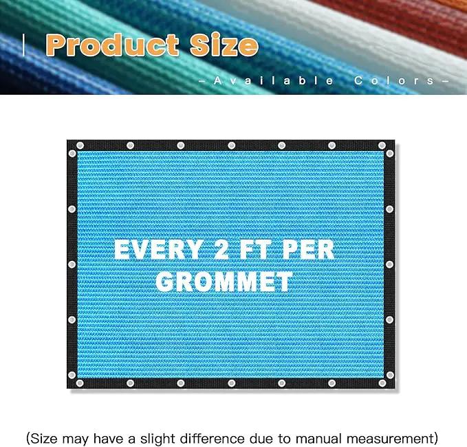 VICLLAX Shade Fabric Sun Shade Cloth with Every 2 FT Grommets for Patio Garden Pergola Cover Canopy 21x23 FT, Mixed Turquoise by GreenHaven Gardens