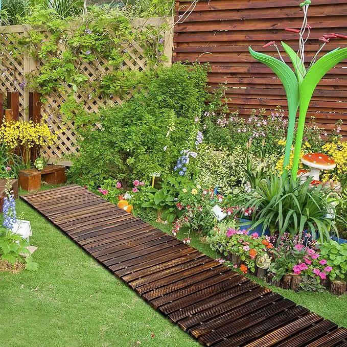 RELIANCER 12' Wooden Garden Pathway,Outdoor Roll Out Cedar Straight Walkway,Patio Path Decorative Garden Boardwalk Walkways,Weather-Resistant Roll Up Beach Wood Road Floor,Wedding Party Pathwaysc by GreenHaven Gardens