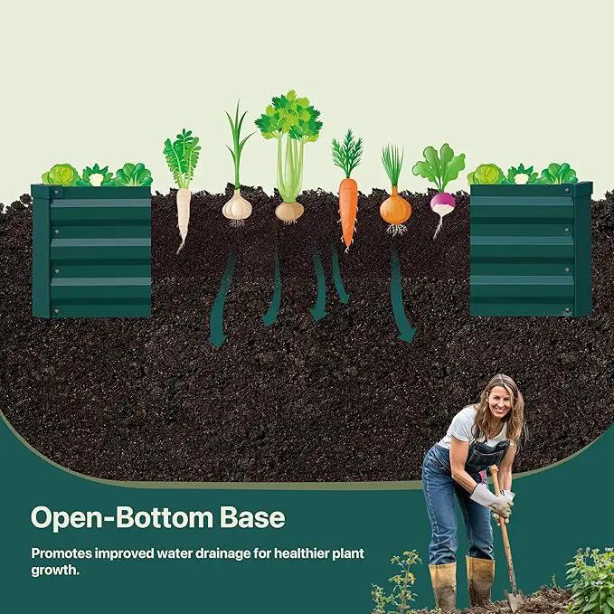 Raised Garden Bed Green, 8x4x1FT Garden box Outdoor for Gardening Vegetables Flower, Garden Raised Planter Box Large, Metal Raised Bed by GreenHaven Gardens