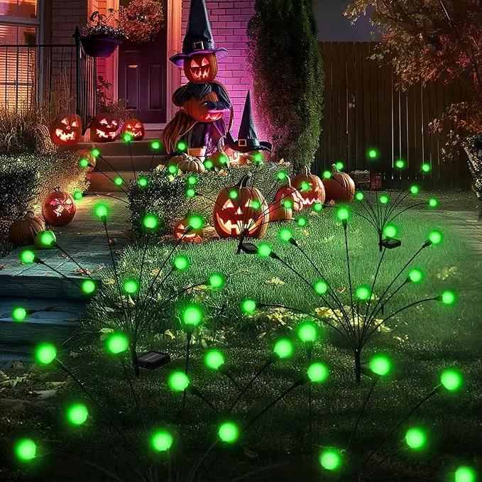 Solar Garden Lights,Halloween Lights Outdoor 20 LED Firefly Halloween Garden Lights Outdoor,Solar Lights for Outside,Solar Lights Outdoor Waterproof for Halloween,Christmas,Yard,Patio(Green) by GreenHaven Gardens