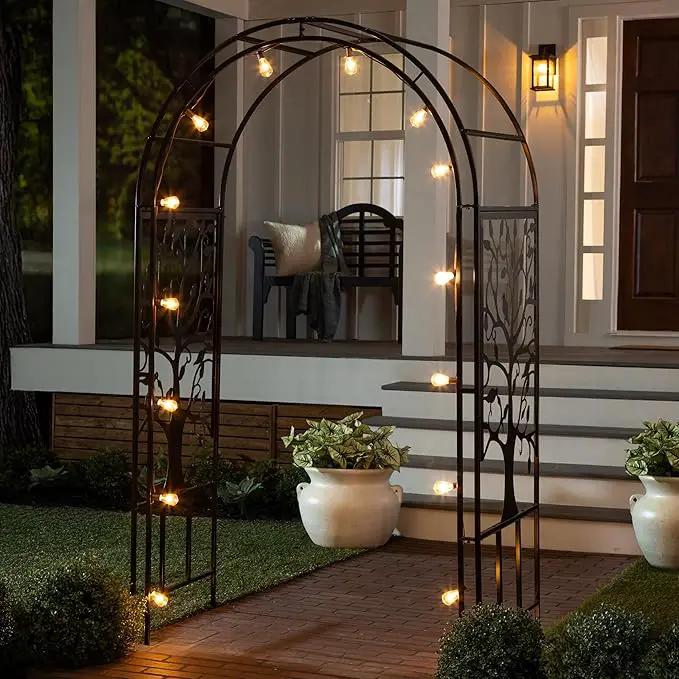 Evergreen Plow & Hearth Tree of Life Garden Arbor - 7 Feet Tall | Slim Metal Arch with Iron Trellis for Climbing Plants | Elegant Wedding Arbor | Outdoor Patio & Garden Decor by GreenHaven Gardens