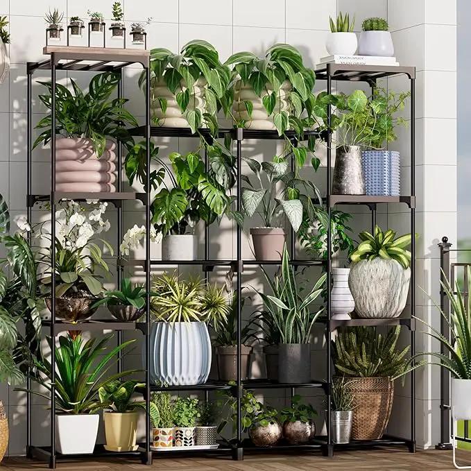 Metal Plant Stand Indoor Outdoor Plant Shelf Stand, 4 Tiers 16 Pots Potted Flower Plant Stands for Indoor Plants Multiple, Plant Shelves Stands Rack for Patio, Balcony, Living Room by GreenHaven Gardens