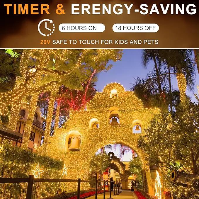 KNONEW 600ft 1500 LED Christmas String Lights Outdoor Green Wire 8 Modes & Timer Fairy Light Plug in Waterproof Patio Lights for Xmas Yard Tree Wedding Party Holiday Decorations (Warm White) by GreenHaven Gardens
