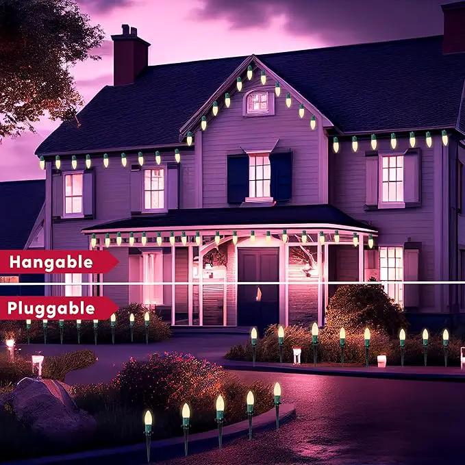 Joiedomi 30.75FT C9 Christmas Pathway Marker Lights, 24 LED Strawberry Stake Warm White Outdoor Faceted Walkway Decor with Connectable for Holiday Xmas Yard Garden Lawn by GreenHaven Gardens