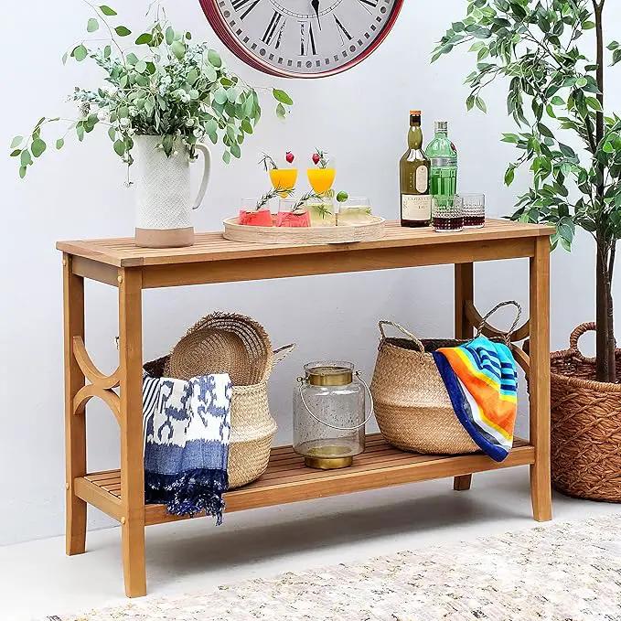 Cambridge Casual Chester Teak Wood Outdoor Console Table – Durable Accent Table for Patio, Deck, Porch and Garden - Perfect for Displaying Plants, Décor, Beverage and Other Outdoor Essential by GreenHaven Gardens