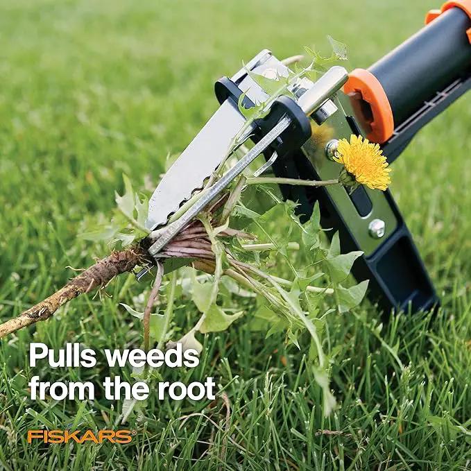 Fiskars 3-Claw Stand Up Weed Puller Tool, Gardening Hand Weeding Tool with 39" Long Ergonomic Handle with Easy-Eject Mechanism by GreenHaven Gardens