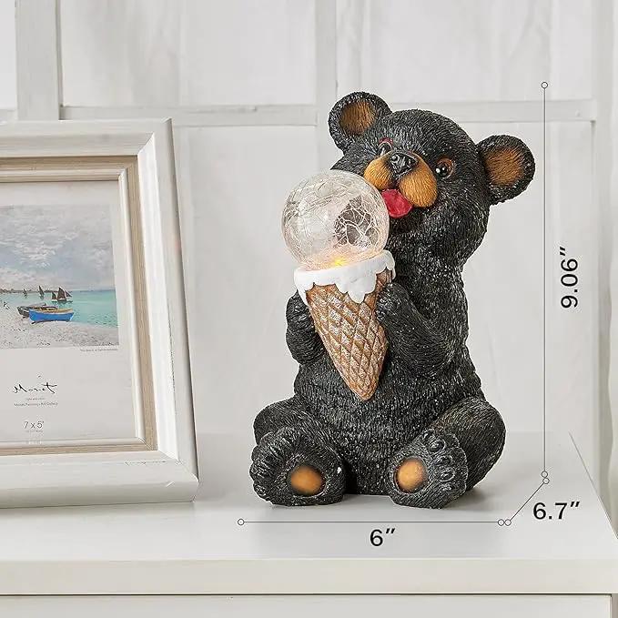 The Roo - Black Bear Solar Light Figurine - Outdoor Waterproof Garden Statue - Animal Garden Decor Light - Solar Lantern for Outside - Housewarming Gifts - Patio, Yard, and Lawn by GreenHaven Gardens