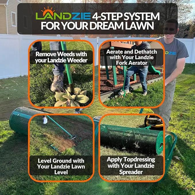 LANDZIE Lawn & Garden Spreaders - 44 Inch Heavy Duty Metal Mesh Basket Push/Tow Spreader - Compost, Peat Moss, Top Soil, Mulch - Durable Lightweight Multi-Purpose Yard Care Equipment - Manure Spreader by GreenHaven Gardens