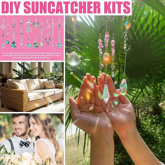 10 Sets DIY Suncatcher Kits 500PCS Valentine's Day Suncatchers Craft Kits Heart Suncatcher Ornaments DIY Sun Catchers Kit for Adults Valentine's Day Home Wedding Garden Decor Favors Gift (Love shape) by GreenHaven Gardens
