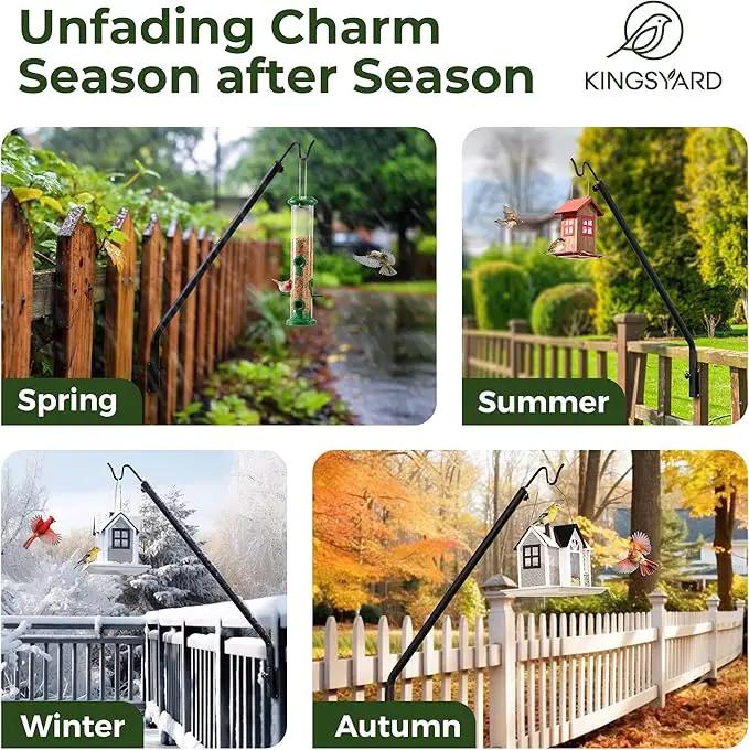 Kingsyard Heavy Duty Wall Mounted Deck Hook, 27"-39" Adjustable Metal Plant Wall Hanger for Hanging Bird Feeders, Planters, Lanterns, Wind Chimes, Wall Mounted by GreenHaven Gardens