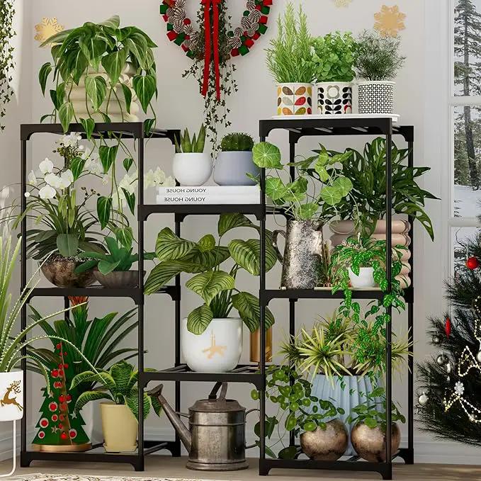 Metal Plant Stand Indoor Outdoor Plant Shelf Stand, 3 Tiers 8 Pots Potted Flower Plant Stands for Indoor Plants Multiple, Plant Shelves Stands Rack for Patio, Balcony, Living Room by GreenHaven Gardens