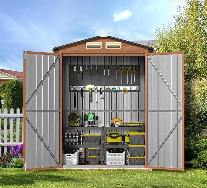 Outdoor Storage Shed, 5x3 Ft Metal Steel Tiny House with Lockable Door, Vertical Outside Storage Building for Garden, Backyard, Lawn, Patio Utility, Tool Storage by GreenHaven Gardens