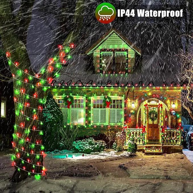 100 LED Red and Green Lights Outdoor - 33ft Red Green String Lights Indoor Clear Wire 8 Modes Plug in Waterproof Twinkle Fairy Lights for Indoor Outside Bedroom Home Party Decorations by GreenHaven Gardens
