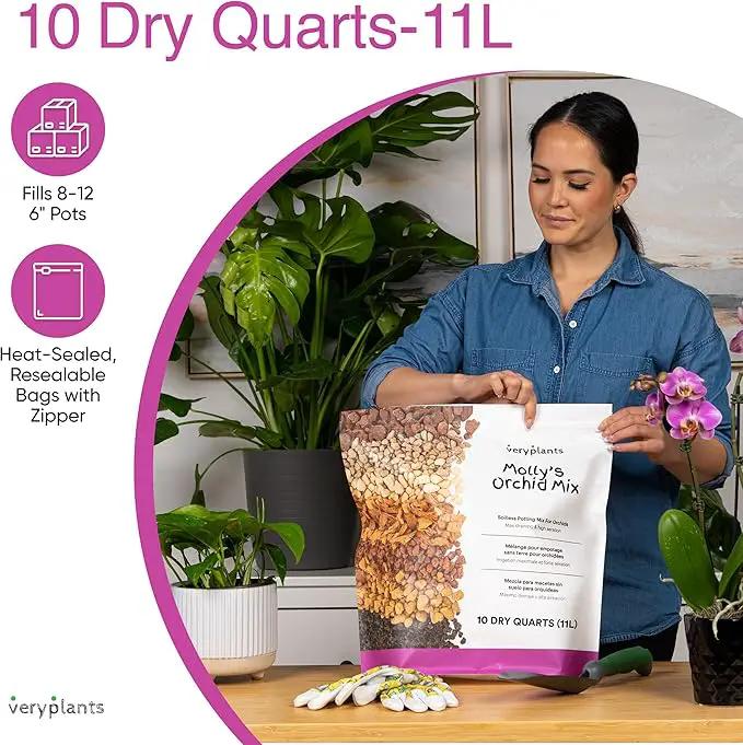 Molly's Orchid Mix - Premium Soilless Potting Mix for Orchids - Contains Bark, Coco Chips, Akadama, Pumice, Lava Rock 10 Dry Quarts by GreenHaven Gardens